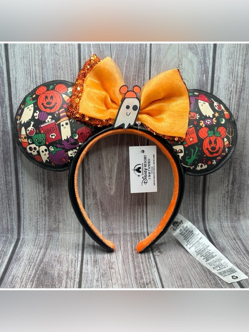 🎃NWT Disney Parks Halloween Mickey Minnie Mouse Ears Headband Ghost Multicolor